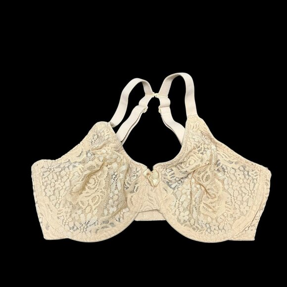 Wacoal Bra 32DD 851205 Halo Lace Mid Coverage Unlined Underwire Bra Beige - Picture 1 of 8